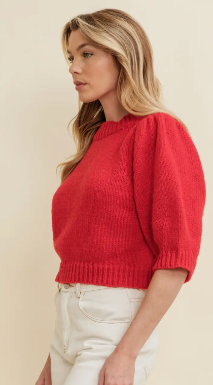 Puff Shoulder Short Sleeve Sweater