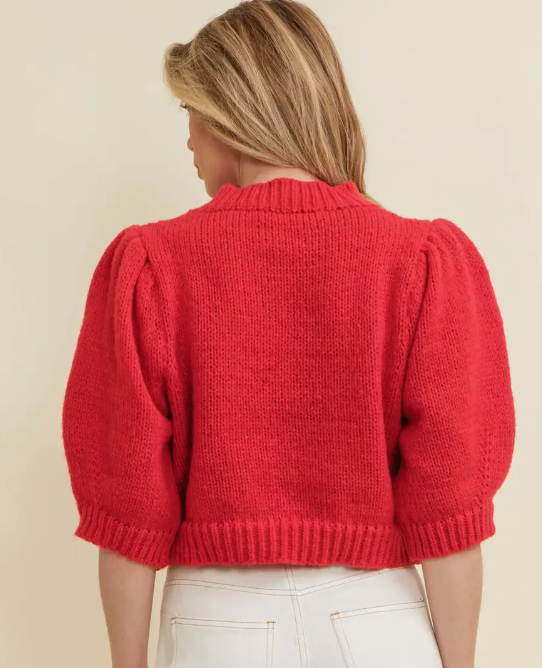 Puff Shoulder Short Sleeve Sweater