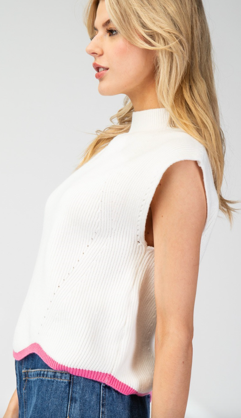 Mock Neck Sleevless Sweater