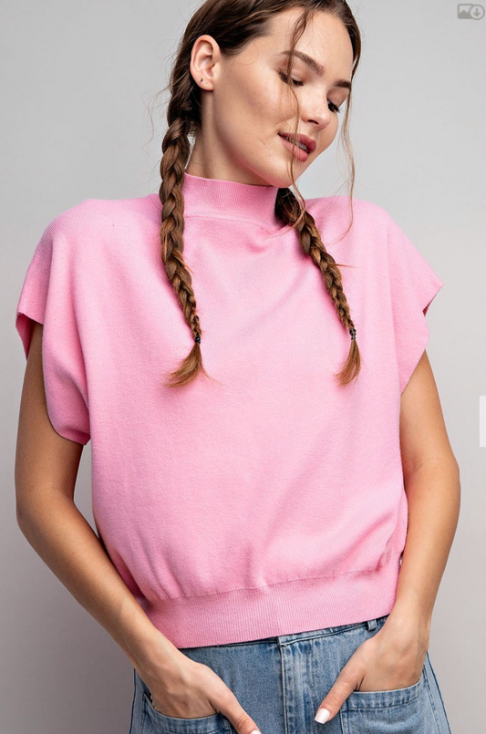 Mock Neck Sleeveless -Pink