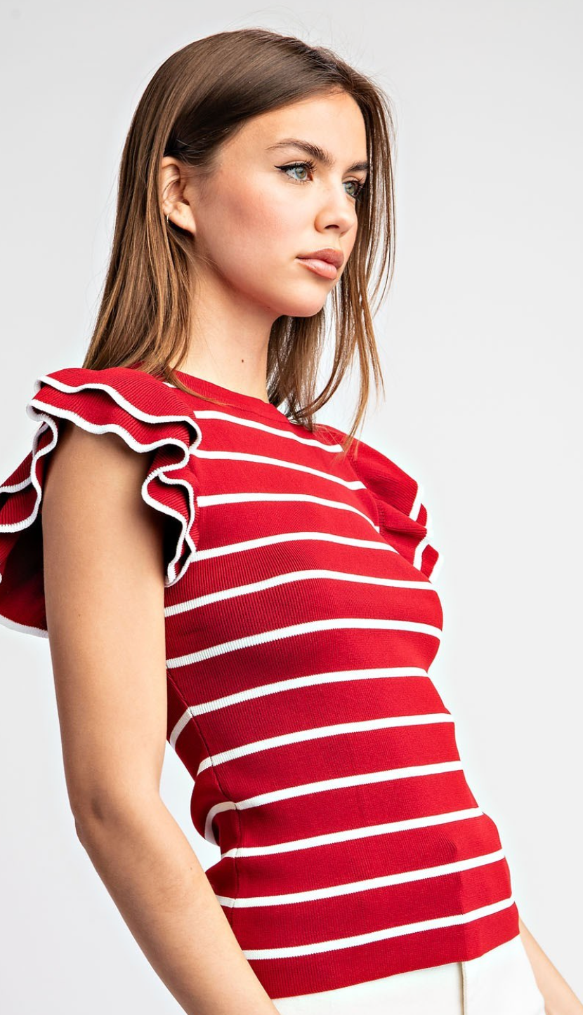 Striped Ruffle Top