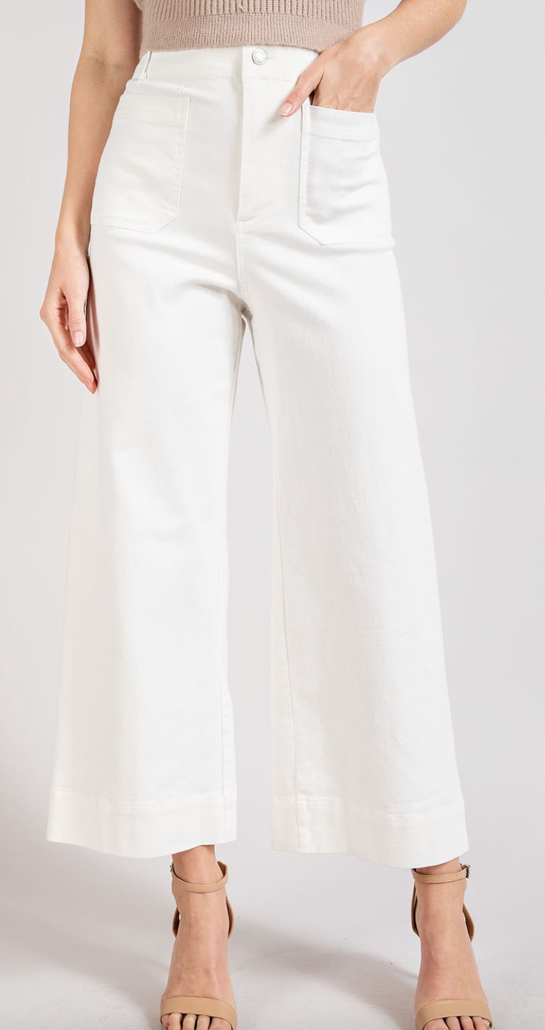 Wide Leg Pants-Off White