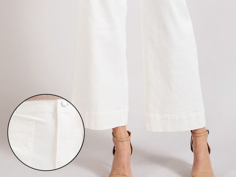 Wide Leg Pants-Off White