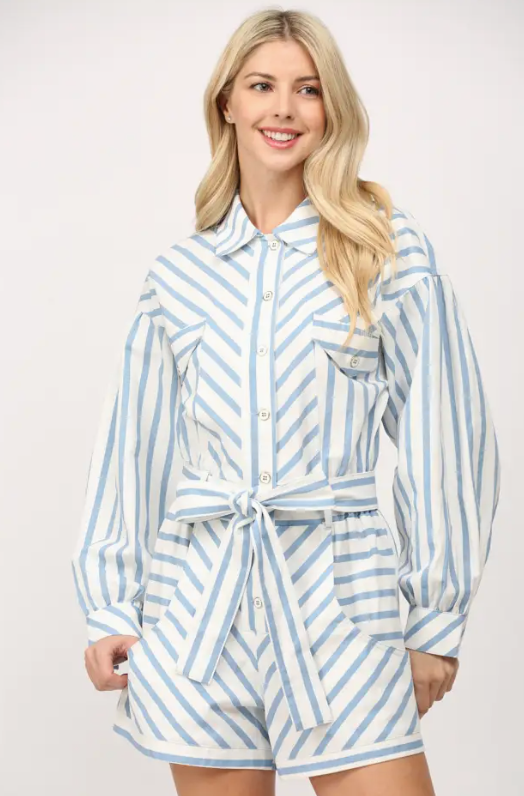 Tie Waist Stripe Romper