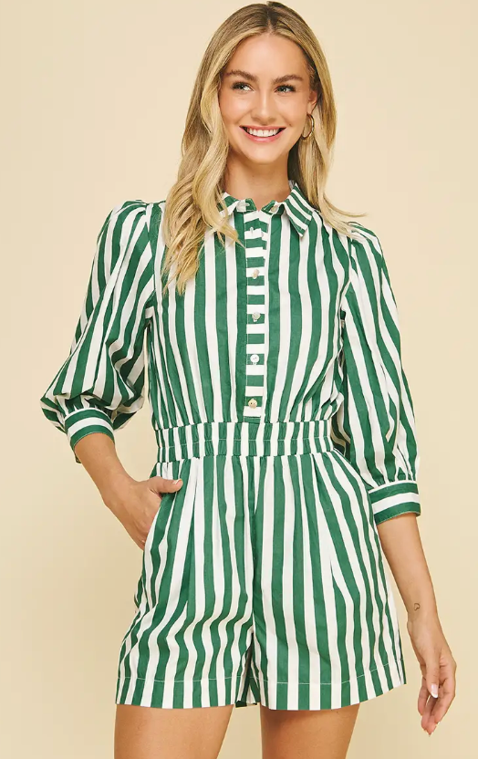 Stripe Button Down Romper