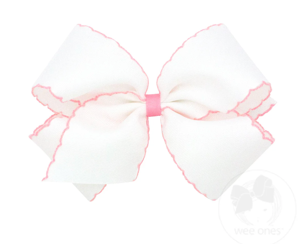 King Moonstitch Bow-White w/ Pink