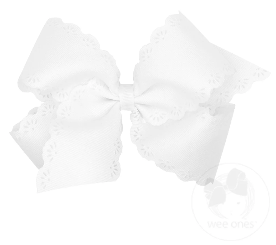 Small King Bow w/ Eyelet-White