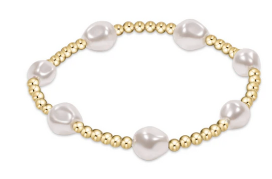 admire gold 3mm bead bracelet - pearl