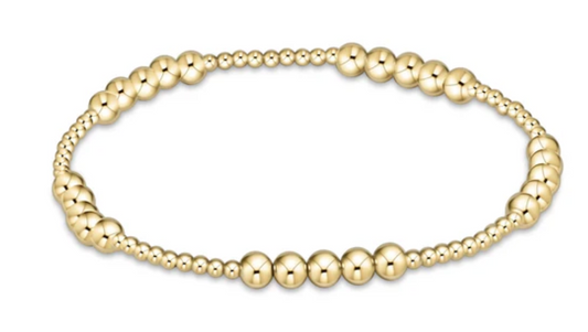 Classic gold Blissful pattern 2mm bead bracelet - 4mm gold