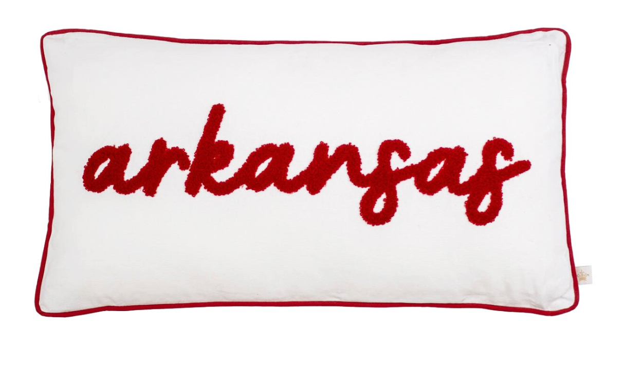 Arkansas Embroidered Lumbar Pillow