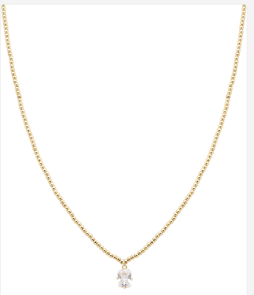 Clear Crystal on Gold Chain