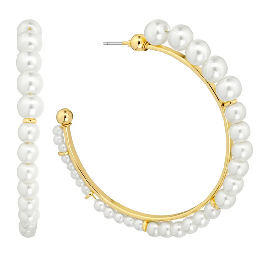 Gold Hoop w/ Pearl 2"