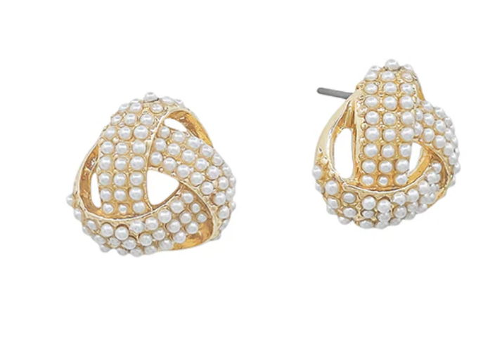 Gold Pearl Stud Beaded Knot