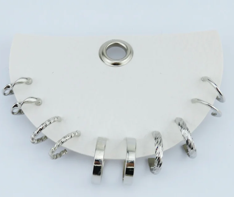 Silver Set of 5 Small Hoops