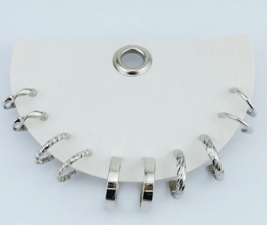 Silver Set of 5 Small Hoops