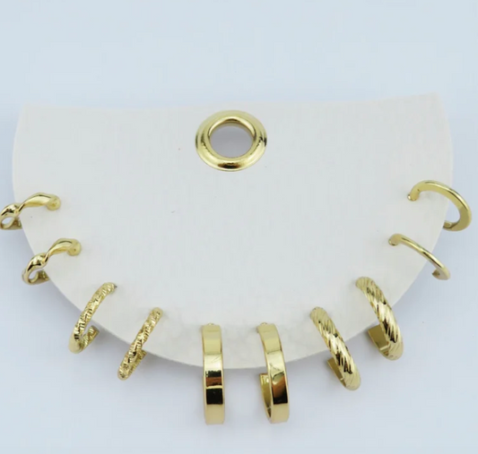 Gold Set of 5 Small Hoops