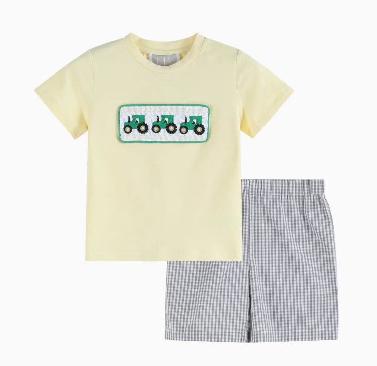 Tractor Smocked Tee & Shorts