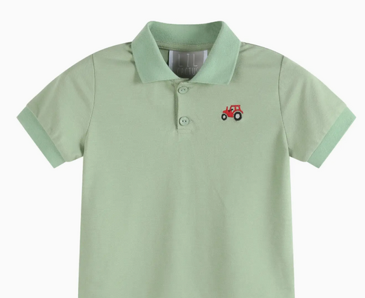 Green Tractor Polo Golf Shirt