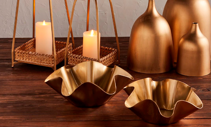 Brass Ruffle Bowl Set