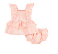 Check Smocked Pinafore Set