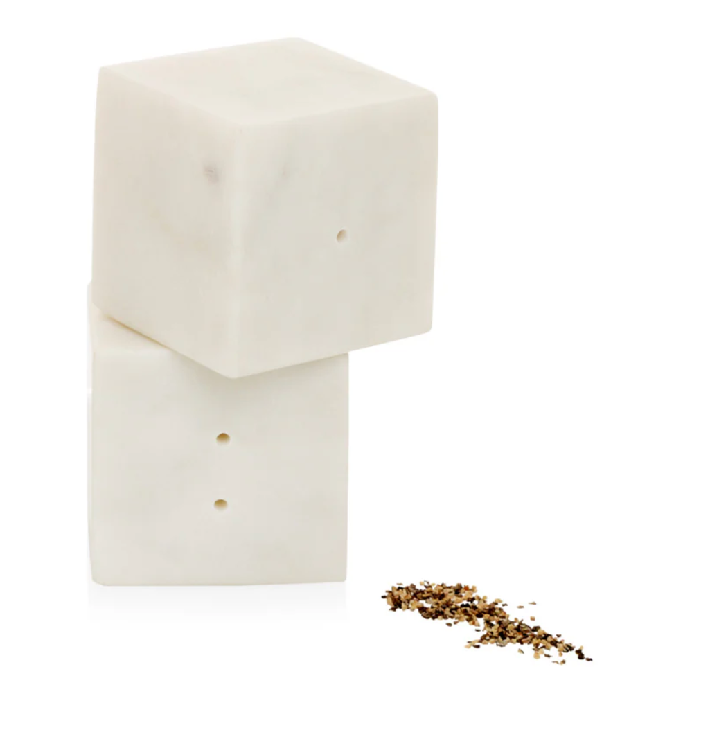 White Marble Cube Salt Pepper