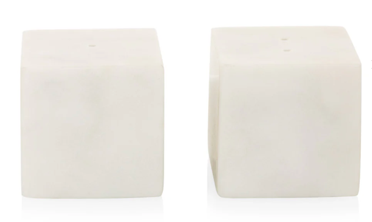 White Marble Cube Salt Pepper