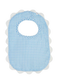 Blue Gingham Scallop Bibs