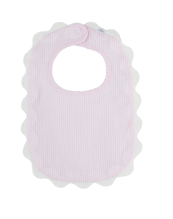 Pink Seersucker Scallop Bib