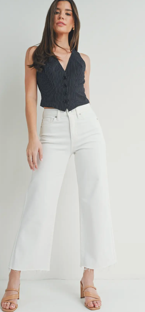JBD-White slim Wide Leg