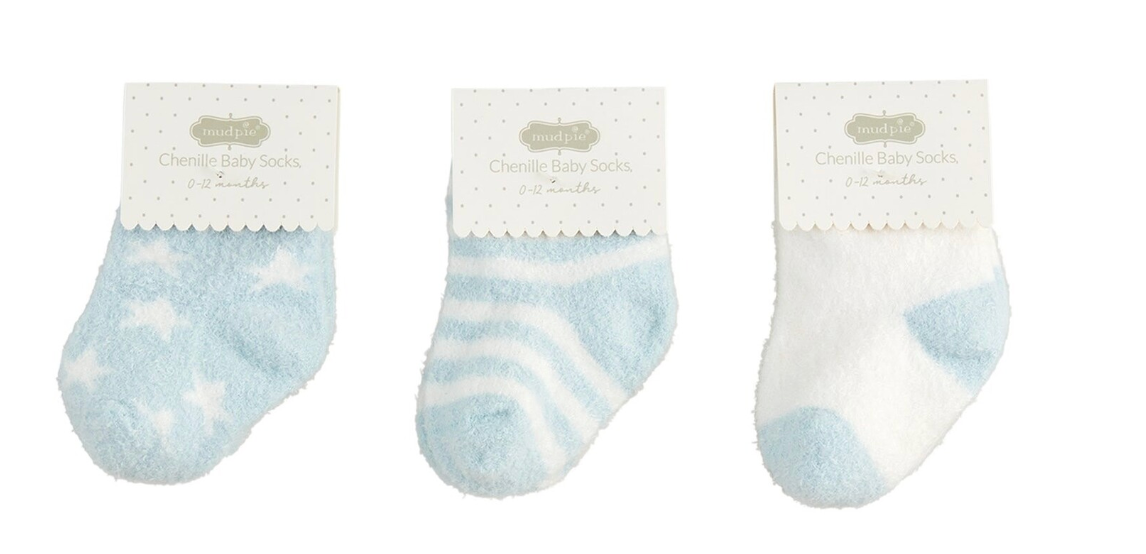 Baby Chenille Socks -Blue Stripe