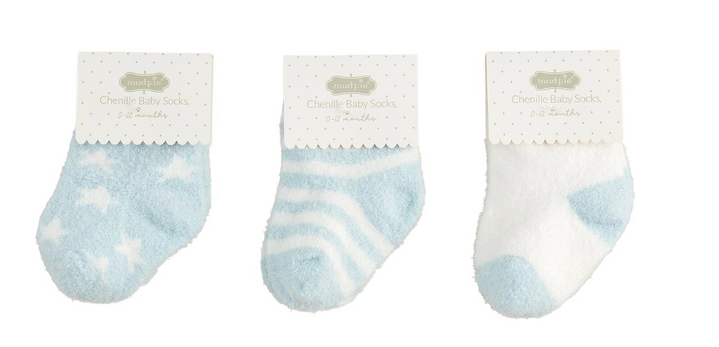 Baby Chenille Socks -Blue Stars