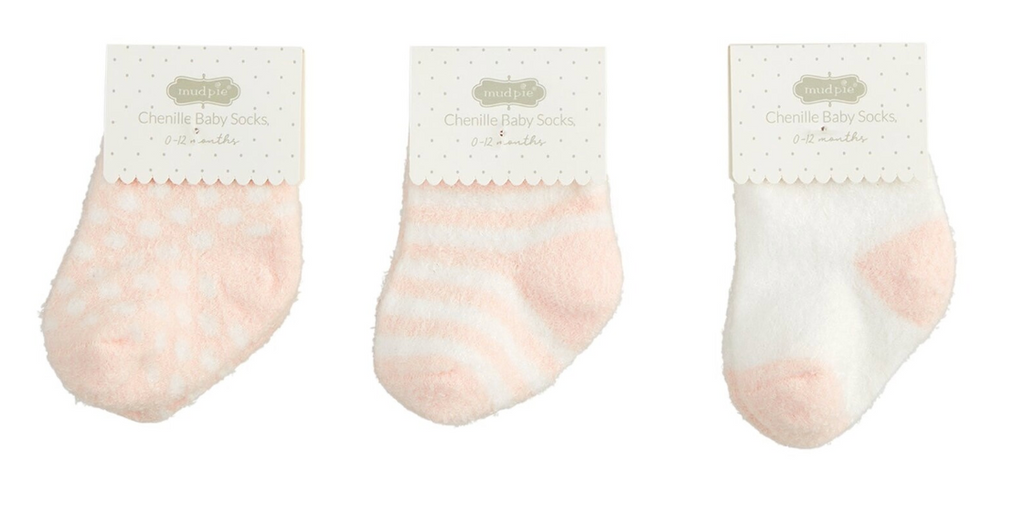 Baby Chenille Socks -Pink Dots