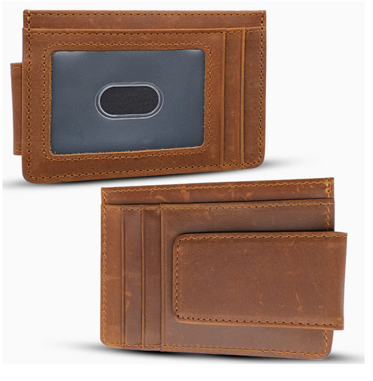 Leather Money Clip-Brown
