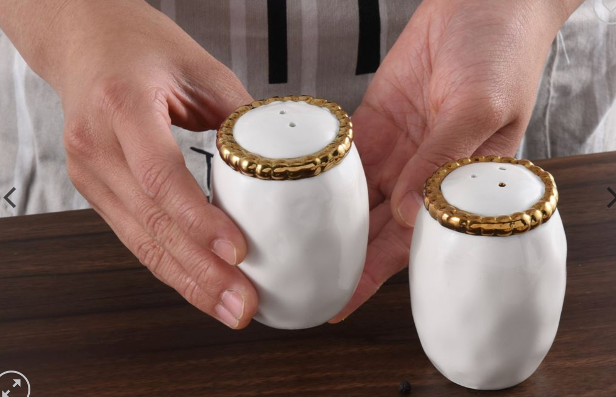 Salt and Pepper Shakers- Gold Beads