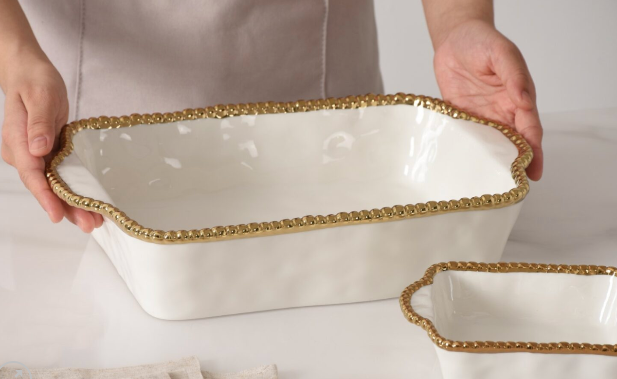11 x 9 Rectangular Baking Dish-Gold