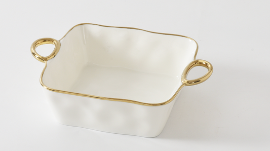 Square Baking Dish w/ Handles-Gold