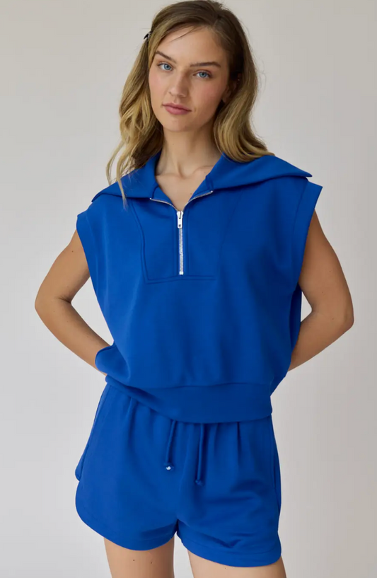 Blake Half Zip Cropped Sweatshirt and Shorts Set