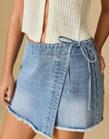 Brandy Side Tie Jean Skort