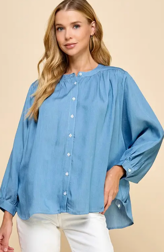 Oversized Long Sleeve Tencel Top
