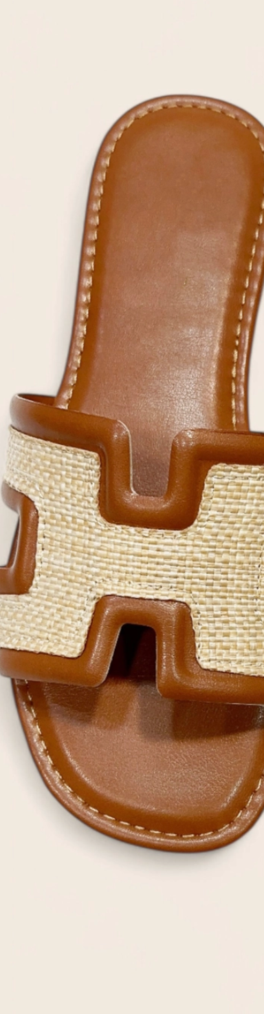 Brown Woven Upper Slide Sandal