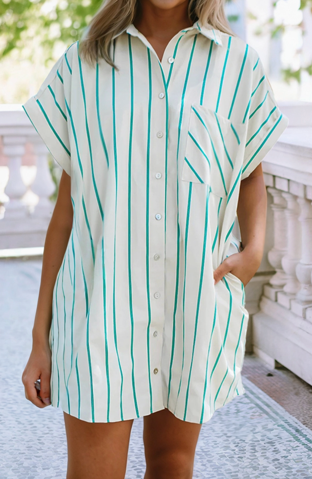 Striped Short Sleeve Dress