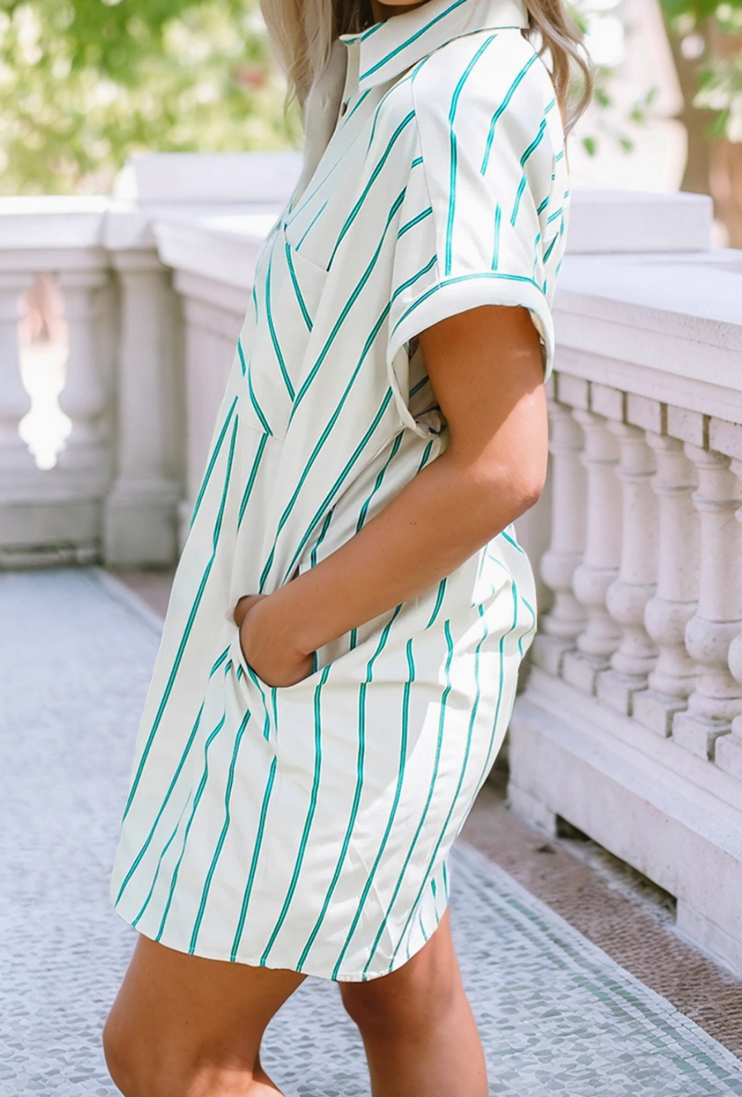 Striped Short Sleeve Dress