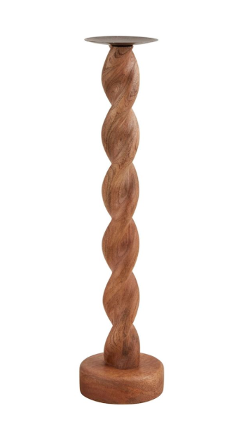 Med Twisted Wood Candlestick