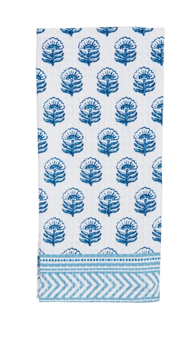 Blue Floral Pattern Edge Towel