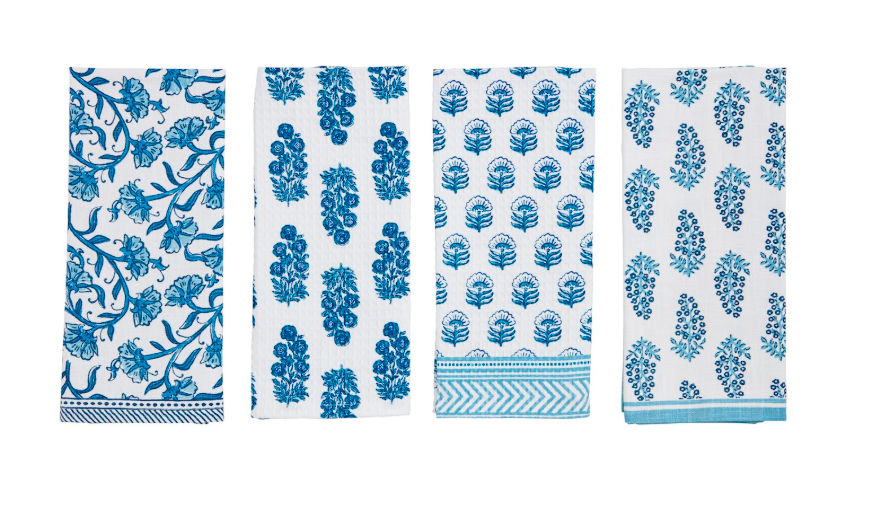 Blue Floral Pattern Edge Towel