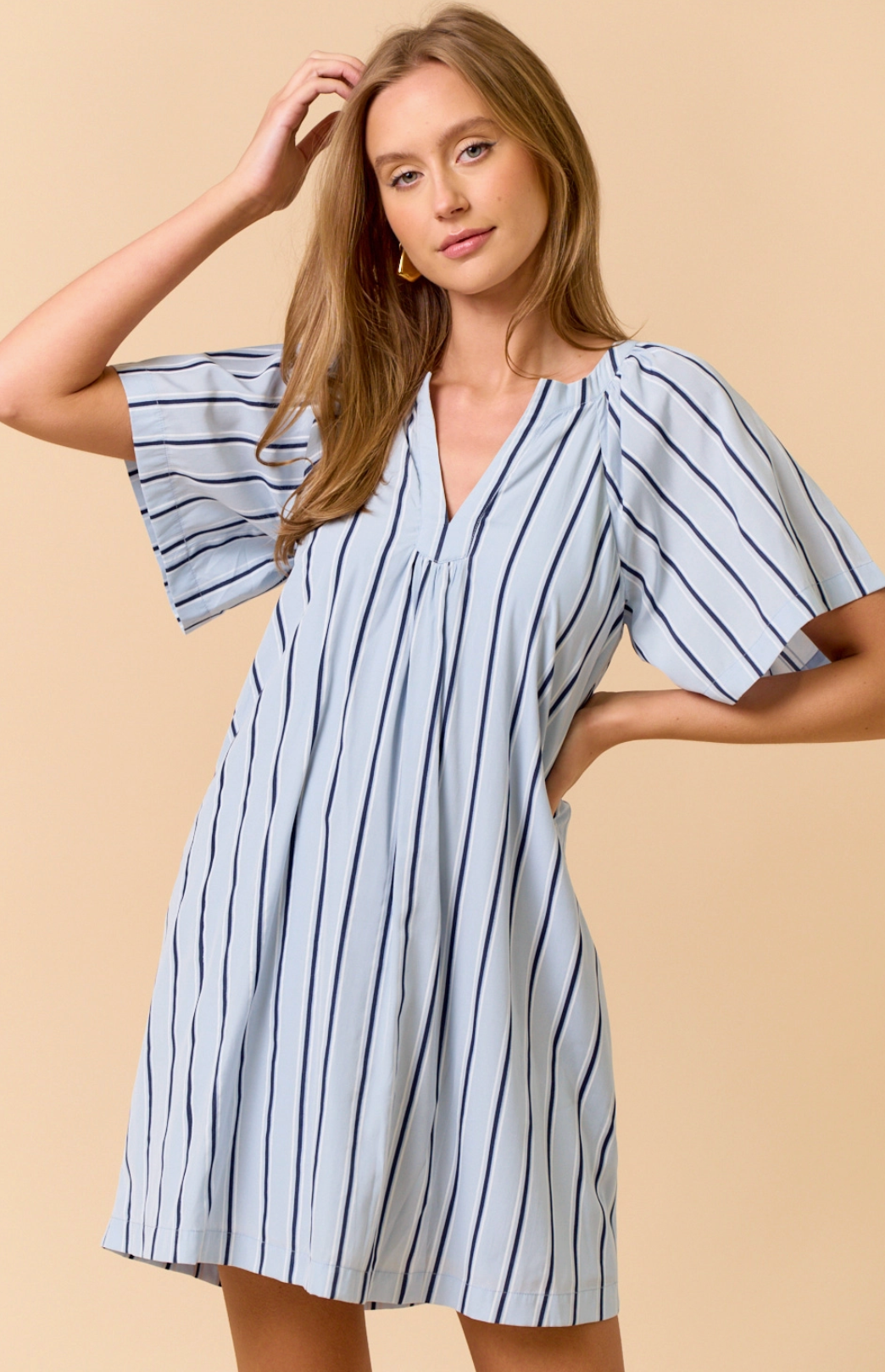 Blue & Navy Striped Mini Dress