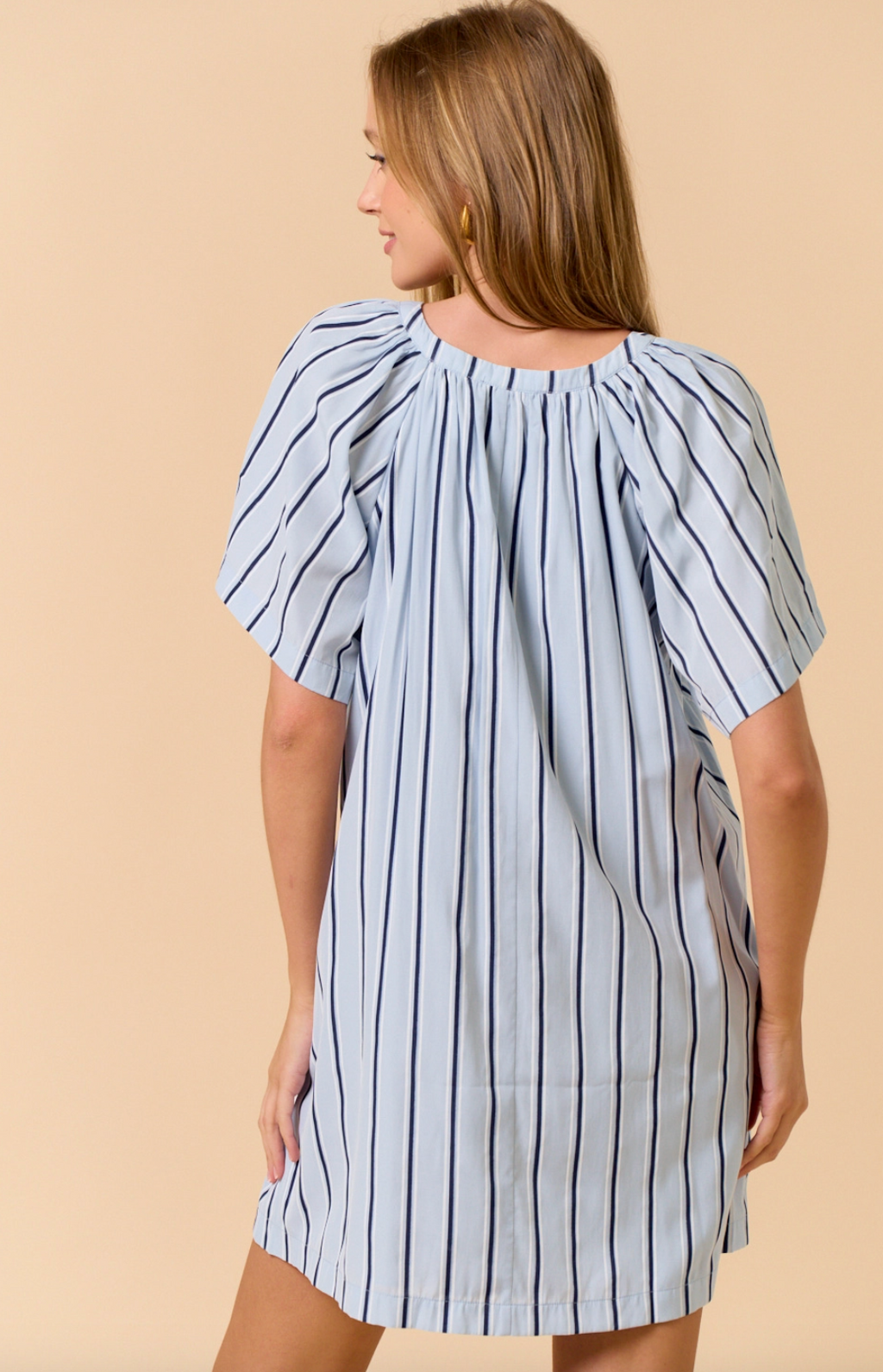 Blue & Navy Striped Mini Dress