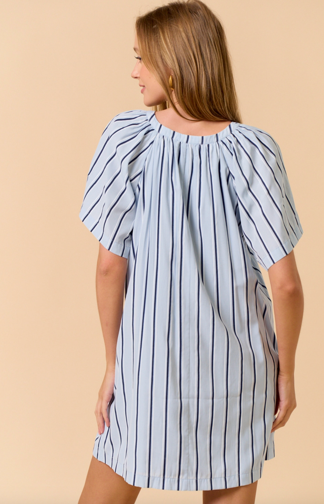 Blue & Navy Striped Mini Dress