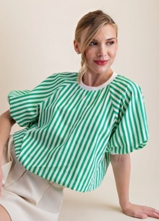 Kelly Green Striped Top