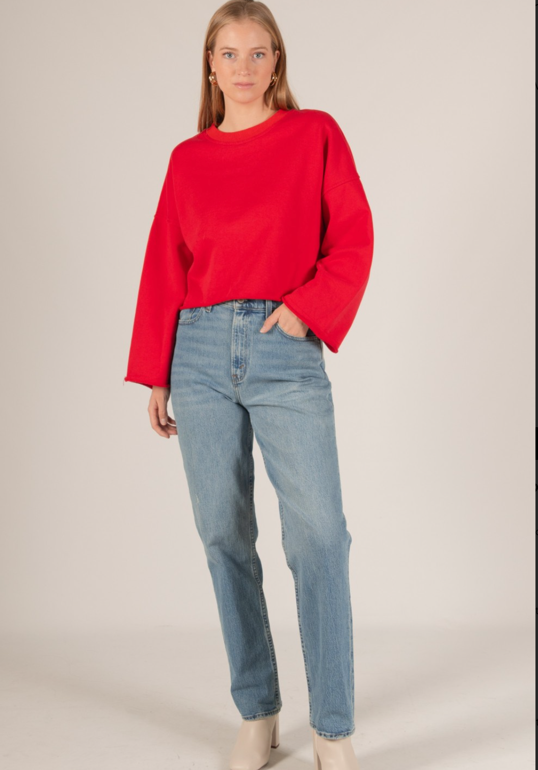 Red Belle Sleeve Sweatshirt